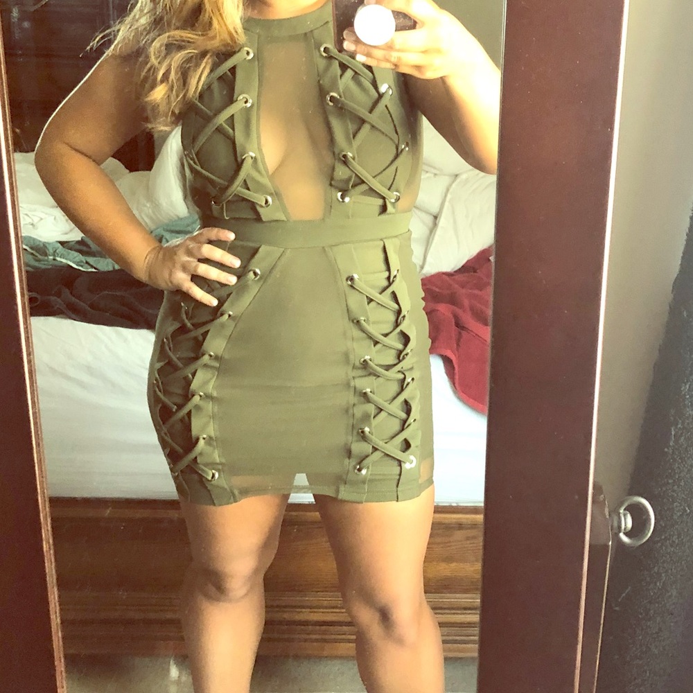 Sexy green fashion nova dress.